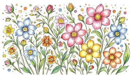カラフルな植物 花 白い背景画像 Colorful plants flowers white background images