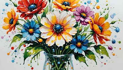 カラフルな植物 花 白い背景画像 Colorful plants flowers white background images