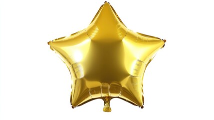 Single giant gold star balloon, shiny and bold, isolated on a clean white background