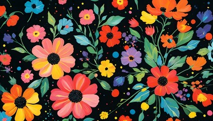 カラフルな植物 花 黒い背景画像 Colorful plants flowers black background images