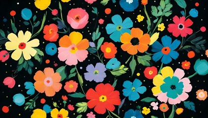 カラフルな植物 花 黒い背景画像 Colorful plants flowers black background images