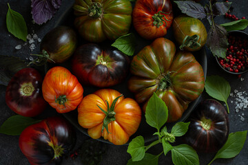 fresh rainbow colorful tomatoes
