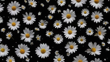 白いデイジー 花 黒い背景画像 水玉 White daisy flower black background image polka dots