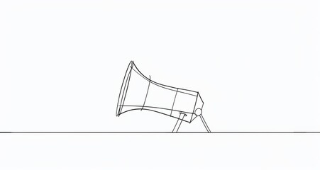 Fototapeta premium Single-Line Drawing of a Megaphone on White Background