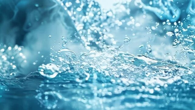 Boiling water is forming a texture of bubbles under a thick steam in blue light. This abstract image evokes concepts like cooking, heat, chemistry, and more