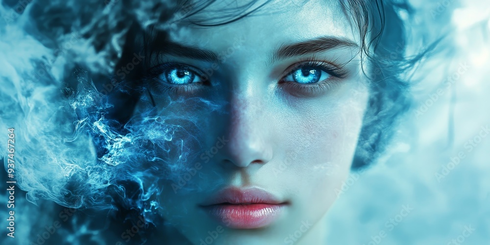 Aufkleber Focused image of AI-enhanced photo editing software, real-time adjustments and improvements, creative AI in action