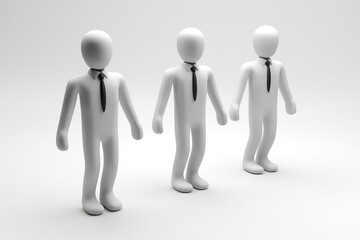 The Power of Three: A trio of minimalist business figures stand in unity, symbolizing teamwork, collaboration, and shared goals in the corporate world. 