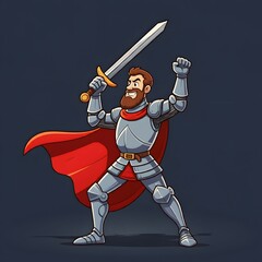 Obraz premium Heroic Knight in Shining Armor with Sword