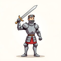 Valiant Knight with Sword - A Heroic Warrior in Shining Armor