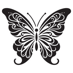 Flying Butterfly Vector Silhouette. Beauty Butterfly Vector icon design