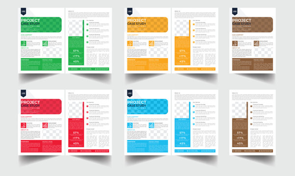 Case study template | Data Sheet layiut template | Business case study layout with yellow elements | Double side flyer template
