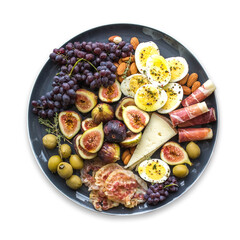 A wholesome breakfast tray featuring a mix of fresh fruits, a perfectly boiled egg, and a variety of colorful fruit slices, offering a nutritious and balanced start to your day.




