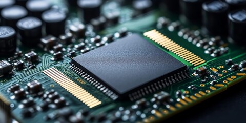 Focused view of an SSD, circuit board exposed, highlighting speed and efficiency, cutting-edge storage technology