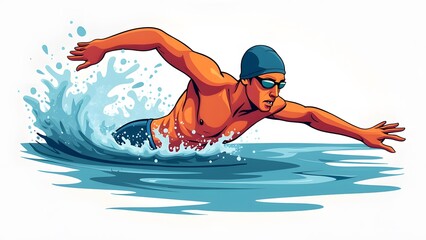 Competitive Swimmer Cutting Through the Water