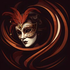 Venetian Masquerade Mask in Swirling Dark Background