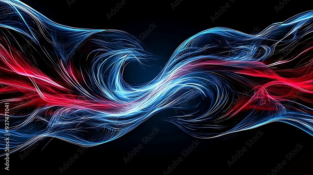 Aufkleber abstract cyber simulation in a digital render, energetic lines and motion, copy space for text,