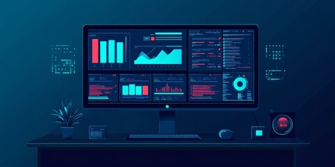 Fototapeta premium a software tester's monitor, bug tracking system with detailed reports and priority levels