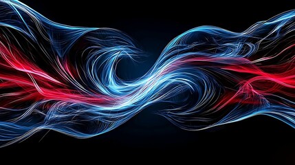 Obraz premium Abstract cyber simulation in a digital render, energetic lines and motion, copy space for text,