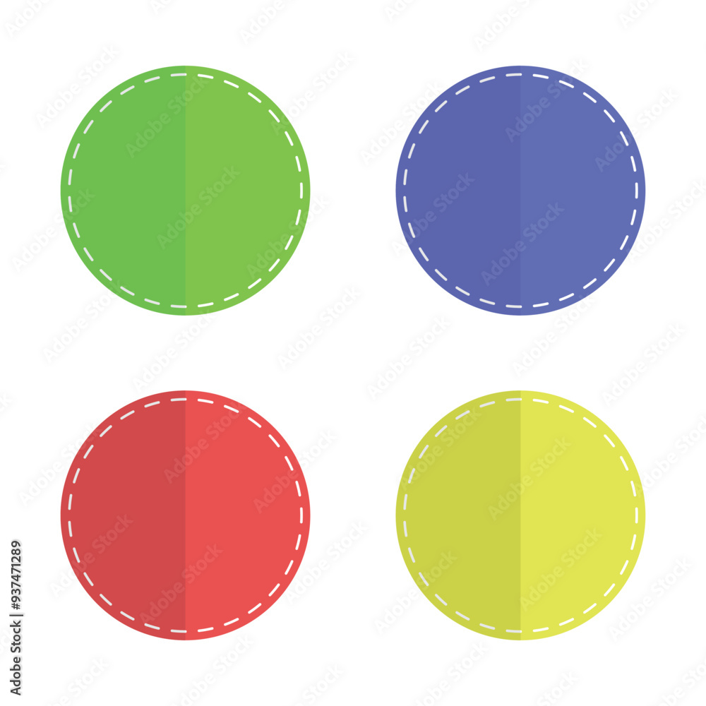 Poster round empty frame with dotted cut line. vector