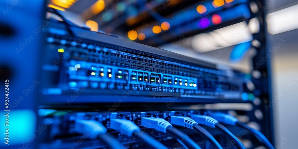 Poster a scalable networking solution, modular components and cloud integration shown in a detailed setup