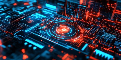 Fototapeta premium Detailed view of a firewall software interface, configuring security settings, advanced threat prevention in action, digital safeguard