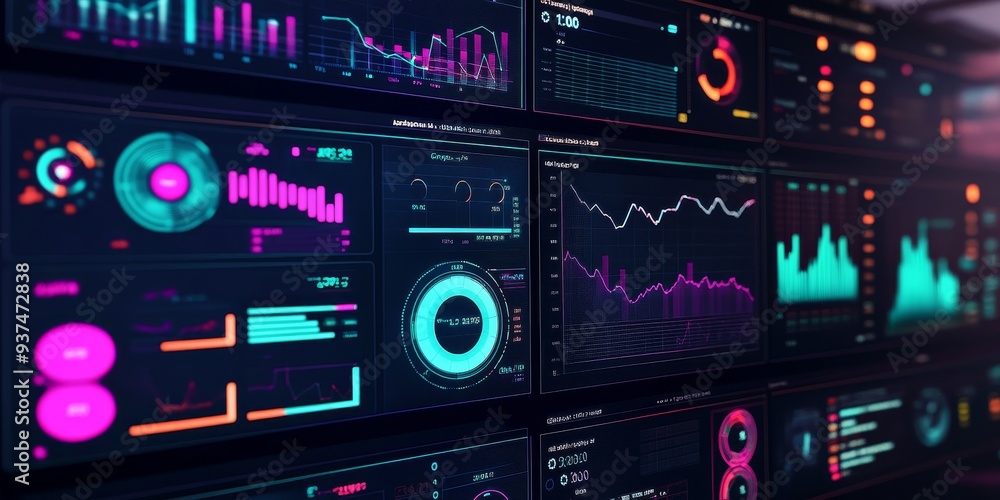 Poster Detailed image of a DevOps dashboard, monitoring real-time performance metrics and server health