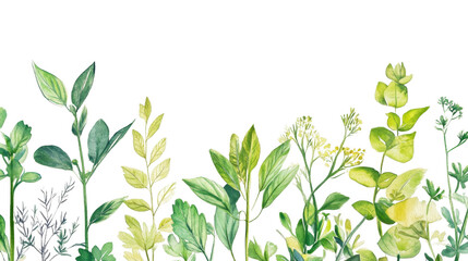 Fototapeta premium A vibrant collection of hand-painted green leaves, perfect for nature-themed designs and botanical illustrations.