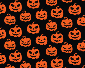 Seamless pattern with Halloween pumpkins. Stylish vector background for any use. Spooky illustration for print design, fabric, textil.