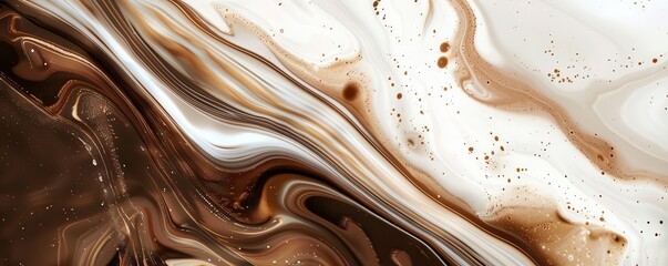Unique abstract patterns from milk and coffee swirls, organic and calm, digital illustration