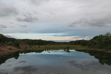 Sunset near lake at Mae Kaung Dam