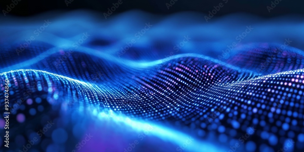 Aufkleber Macro shot of wireless data transmission, signals visualized as waves between devices in a connected environment