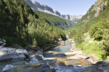 the arazas river flowing through the national park of ordesa and monte perdido