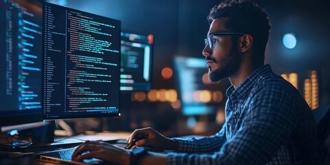 a web developer integrating APIs, JSON data flowing between client and server, debug console active