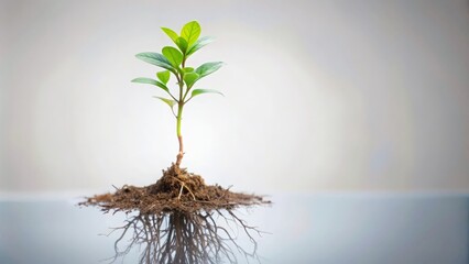 "Personal Growth Roots Background" - A plant with deep roots and healthy growth, symbolizing strong foundations and personal development.
