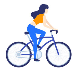 Obraz premium Girl riding bicycle illustration, png