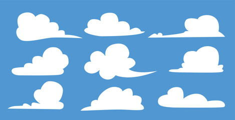 vector collection of clouds on blue background