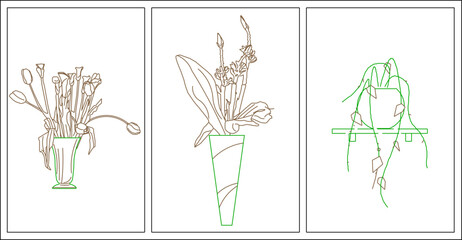 Vector sketch illustration of silhouette of unique ornamental plant interior design for room decoration and garden landscape