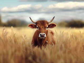 Detailed close up of Zebu, Bos indicus, in its natural savannah habitat