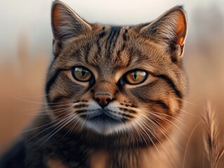 Black footed Cat, Felis Nigripes, Small Wild Cat in Grassland Habitat