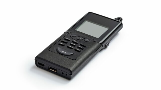 Digital voice recorder with blank screen isolated on white background - Powered by Adobe