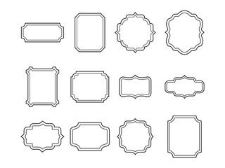 Line decorative frames, Ornamental label frames. decorative vintage frame and retro badge, Swirl text border frame in vintage style. Victorian flourishes line calligraphic design.