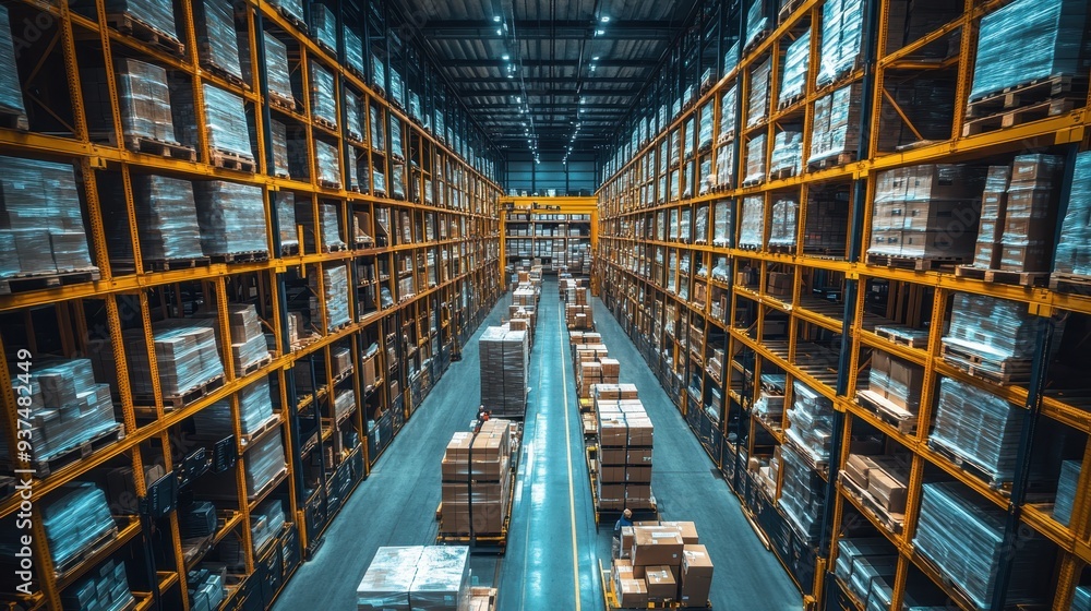 Poster efficient operations in an automated warehouse: workers packaging for e-commerce shipping