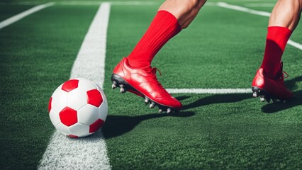 Obraz premium soccer player kicking the ball