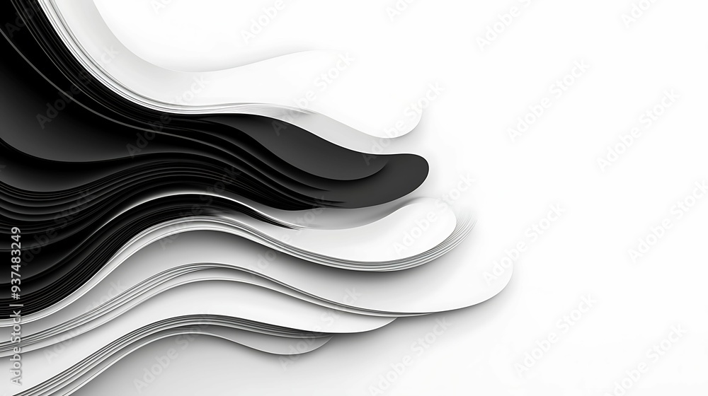 Poster subtle, monochrome 3d abstract background with textured layers, providing depth and balance