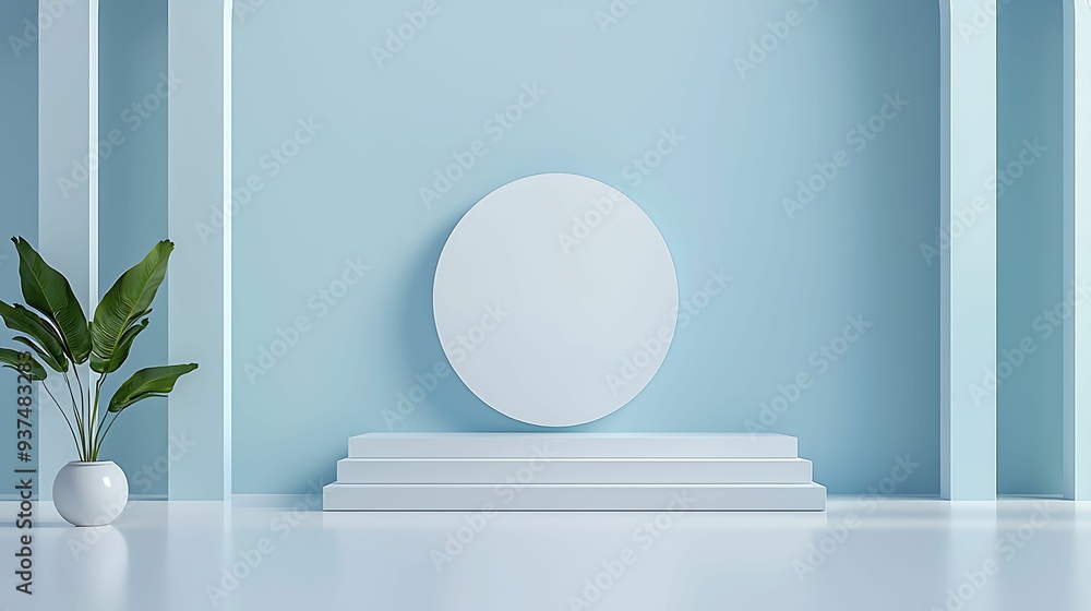 Poster abstract 3d geometric render with a minimalist approach, emphasizing clean lines and balance, copy s