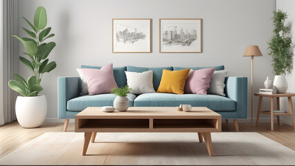 Obraz premium living room sofa photo,illustration.