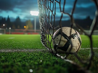 Keepers view from the goalpost during kickoff, ready for the playoffs first challenge, Keeper, goalkeepers perspective