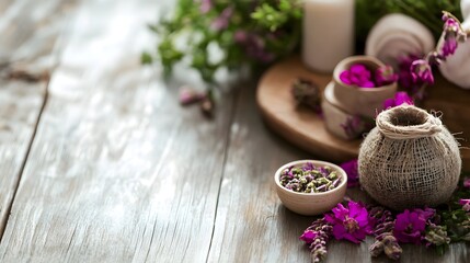 Therapist carefully preparing a herbal compress for a traditional massage treatment in a peaceful wellness spa setting promoting natural relaxation and healing