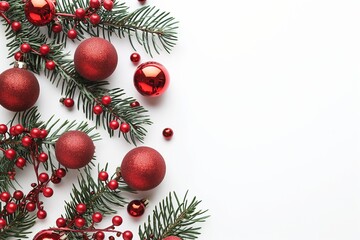 Christmas background with red Christmas balls ornaments isolated on background