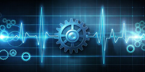 Industrial machinery thrums with mechanical pulse, pistons pumping in time, gears meshing harmoniously as modernity's cadence resonates through steel and wires.